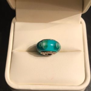 Pandora green and blue charm with flowers